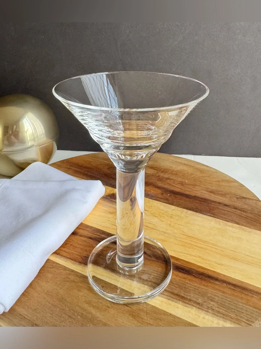 Crate & Barrel Crystal Thick Stem Martini Cocktail Glass